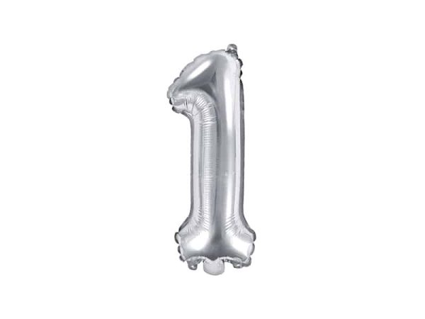 Sølv folie ballon tal 1