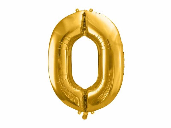 Guld folie ballon tal 0 (stor)