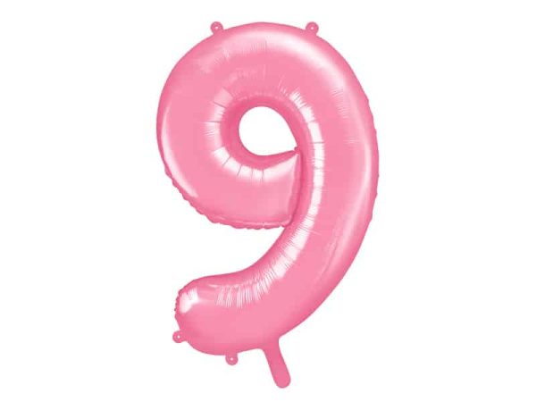 Lyserød folie ballon tal 9 (stor)