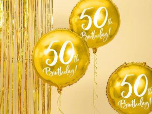 Guld folie ballon 50th birthday