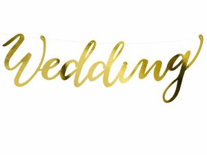 Guld banner “Wedding”