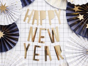 Guld “Happy New Year” banner