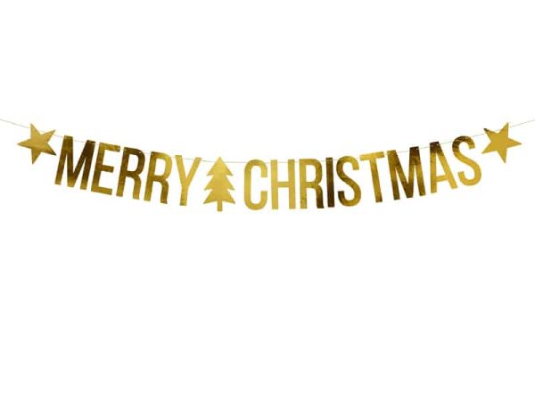 Guld “Merry Christmas” banner