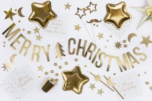 Guld “Merry Christmas” banner