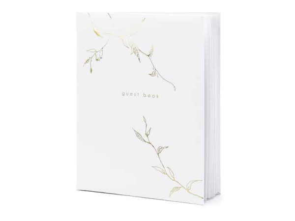 Gæstebog hvid m/ guld “Guest Book” og grene