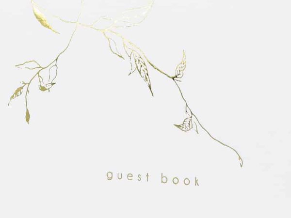 Gæstebog hvid m/ guld “Guest Book” og grene