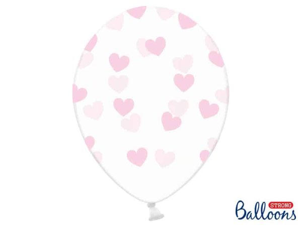 Transparente balloner med rosa hjerter