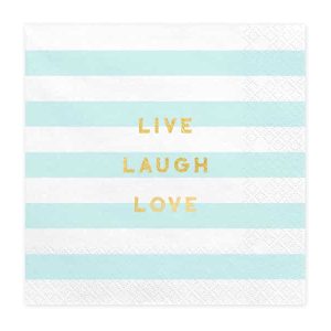 Lyseblå serviet Live Laugh Love