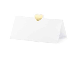 Hvid bordkort m/ guld hjerte