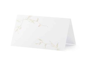 Hvid bordkort med guld grene