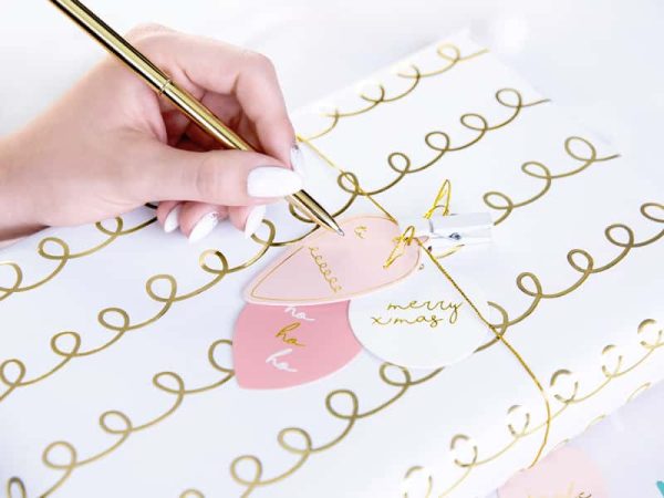 Jule rosa/hvid gavemærker med snor