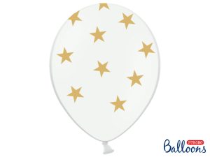 Hvid ballon med guld stjerner