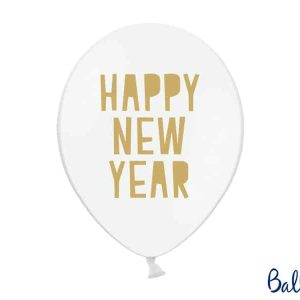 Hvide balloner med happy new year