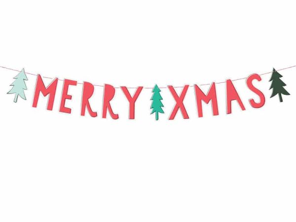 Rød “Merry Christmas” banner