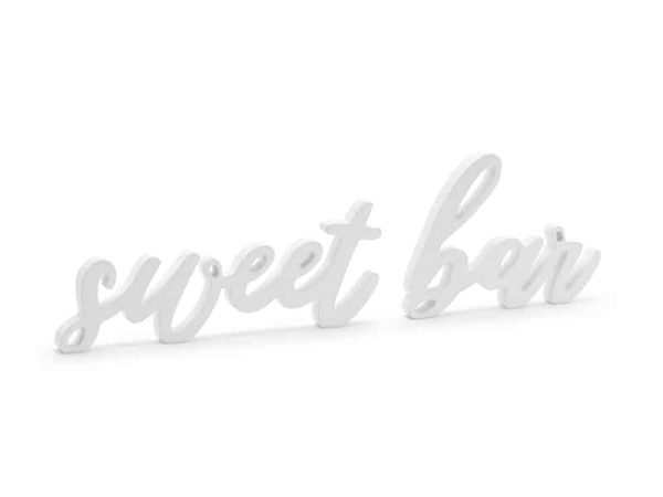 Hvidt træskilt “Sweet Bar”