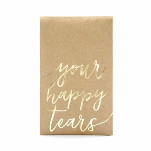 Natur kuvert med tekst your happy tears og 3 servietter