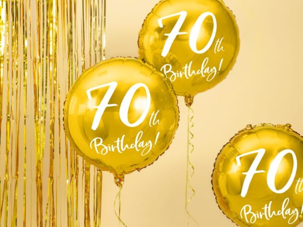 Guld folie ballon 70th birthday