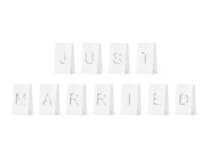 Hvid lyspose “Just Married”