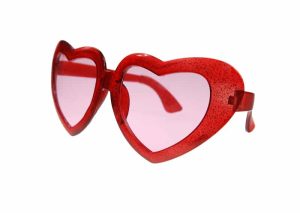 Røde store hjertebriller