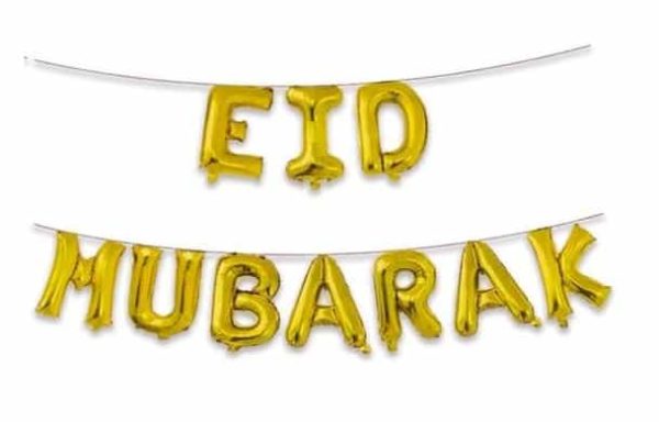 Guld folie ballon sæt “Eid Mubarak”