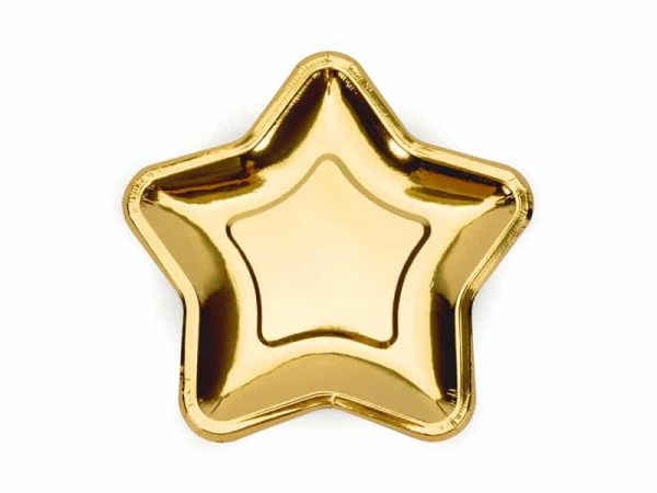 Guld stjerne paptallerken (lille)