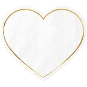 Hvid hjerte serviet med guldkant