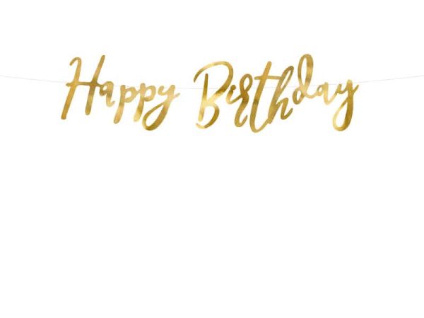 Guld “Happy Birthday” banner