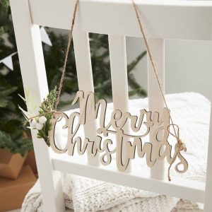 Træskilte til stole “Merry Christmas”