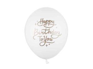 Hvid ballon med guld “Happy Birthday To You”