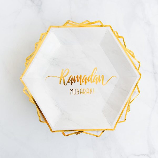 Marmor/guld tallerken “Ramadan Mubarak”