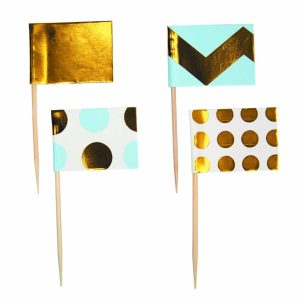 Lyseblå/guld kageflag