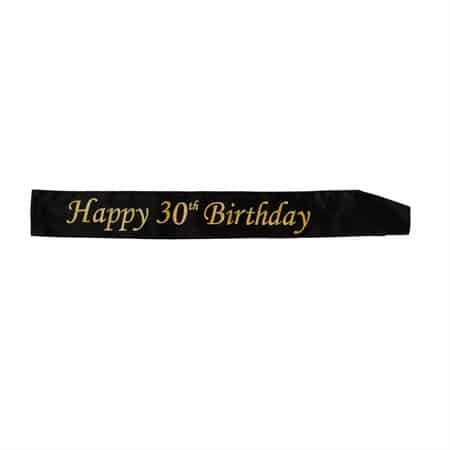 Sort skråbånd “Happy 30th Birthday”