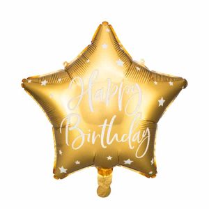 guld stjerne folie ballon happy birthday