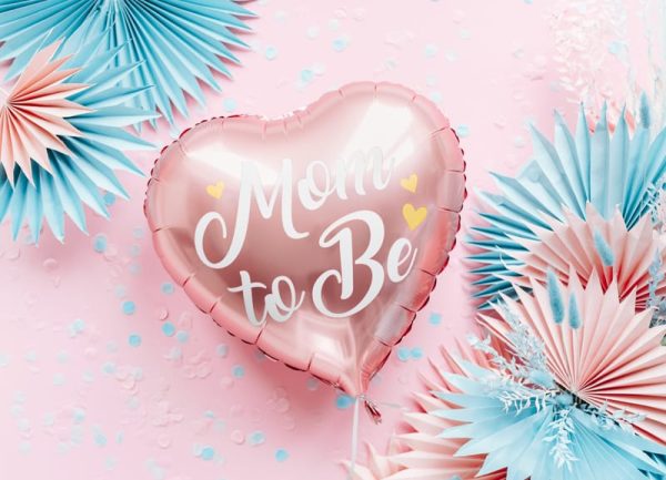 Rosegold hjerte folie ballon “Mom to be”