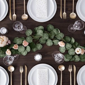 Støv grøn musselin stof bordløber