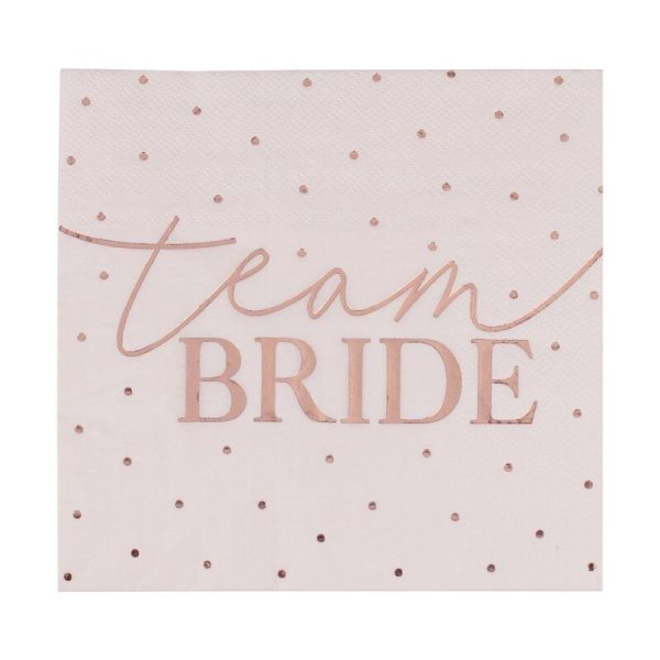 Rosa/rosegold “Team Bride” servietter