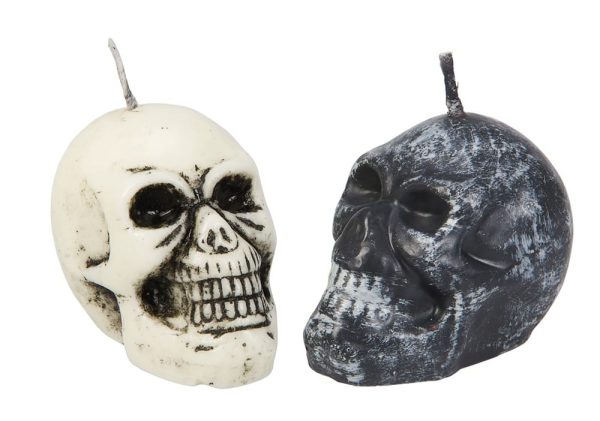 Dødningehoved stearinlys sort & hvid Dødningehoved stearinlys sort & hvid