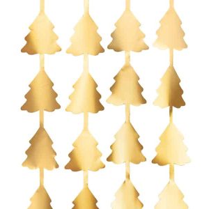 Guld fest gardin med juletræer