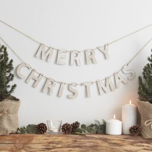 Rustik træ "merry christmas" banner