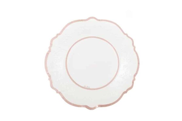 Hvid tallerken med rosegold kant (lille)