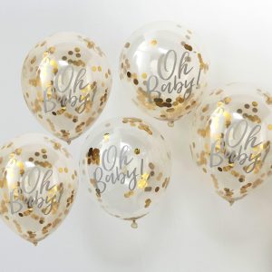 Guld “Oh baby!” konfetti ballon