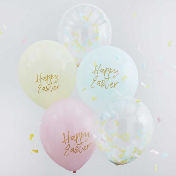 “Happy Easter” pastel & konfetti ballon sæt