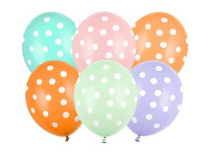 Farverige balloner med hvide prikker