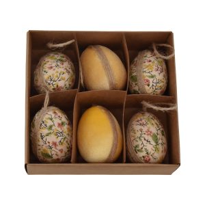 Stof påskeæg – gul og blomstret