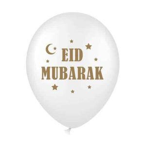 hvid ballon med guld eid mubarak