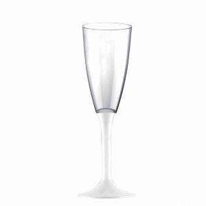 Plast champagneglas m/hvid fod