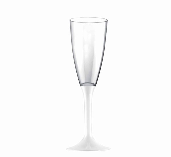 Plast champagneglas m/ hvid fod