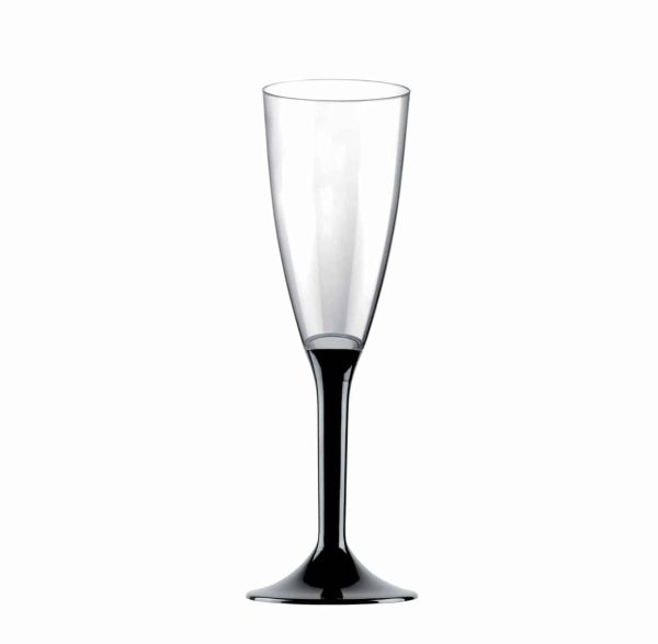 Plast champagneglas m/ sort fod