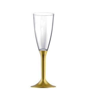 Plast champagneglas m/ guld fod