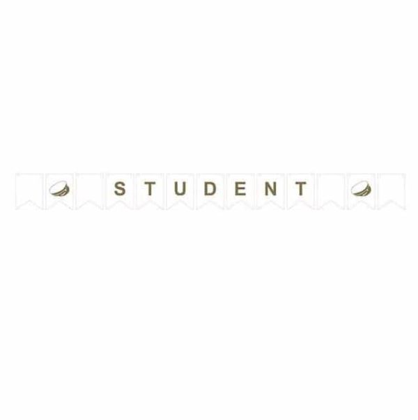 Hvid/guld “Student” banner